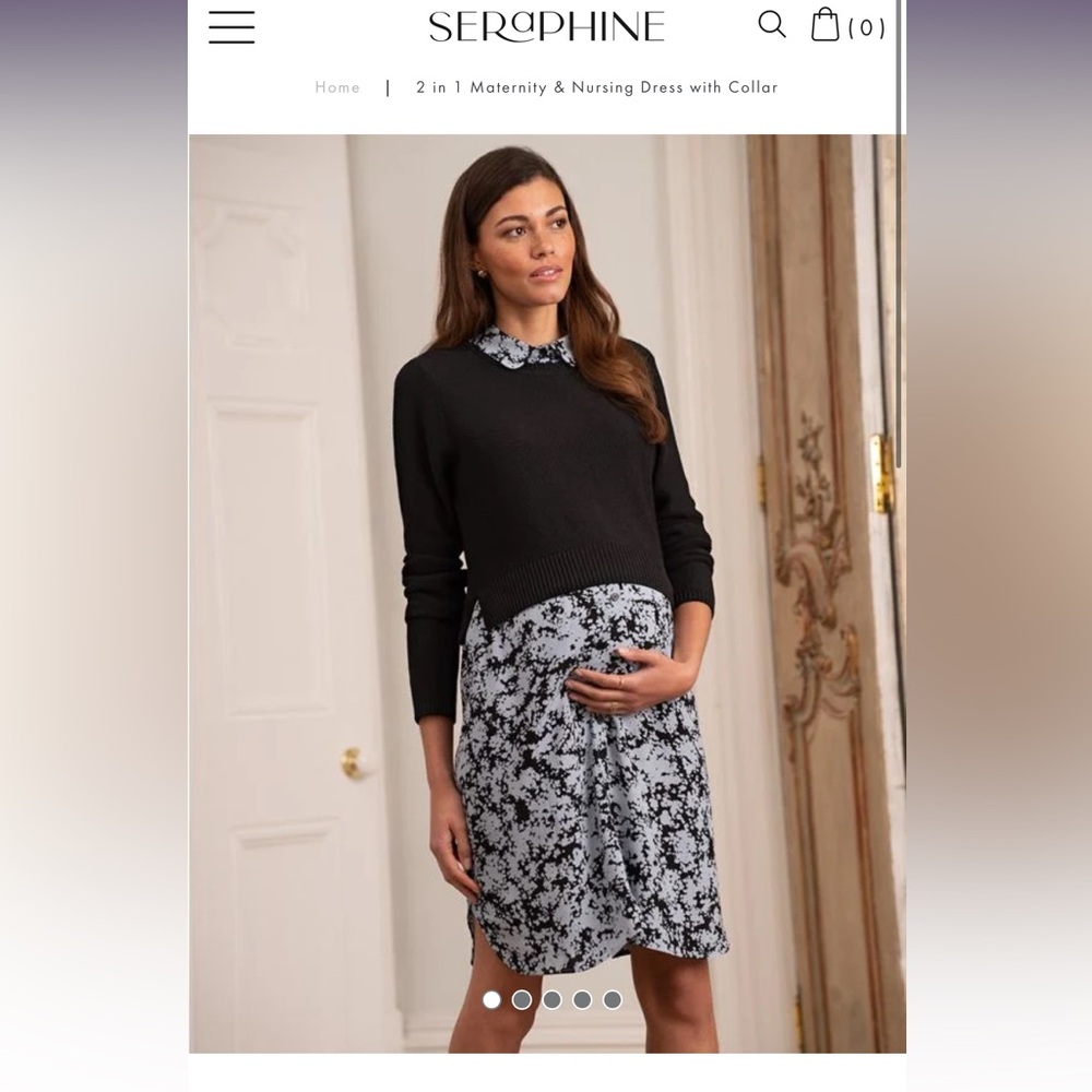 Seraphine 2-in-1 Maternity & Nursing Dress with Collar; NWT